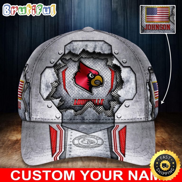 NCAA Louisville Cardinals Baseball Cap Silver Metalic Pattern Baseball Cap