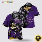 NCAA Lsu Tigers Hawaiian Shirt Mickey And Floral Pattern