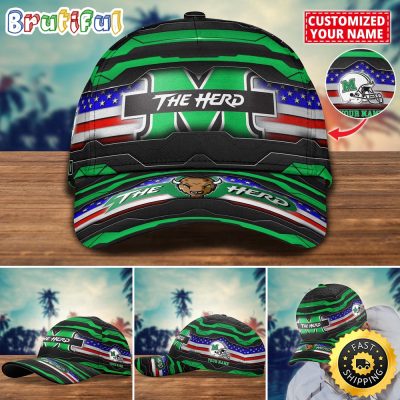 NCAA Marshall Thundering Herd Baseball Cap Flag Custom Name Cap