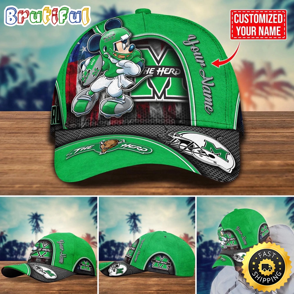 NCAA Marshall Thundering Herd Baseball Cap Mickey Mouse Custom Cap For Fans