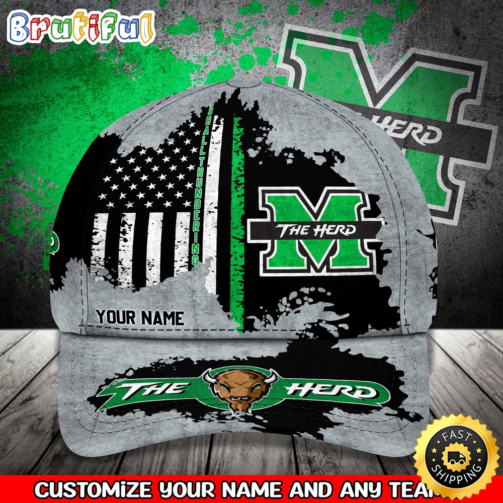 NCAA Marshall Thundering Herd Baseball Cap Your Name Custom Baseball Cap NCAA Marshall Thundering Herd Baseball Cap Your Name Custom Baseball Cap