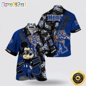 NCAA Memphis Tigers Hawaiian Shirt Mickey And Floral Pattern