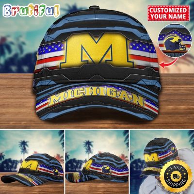 NCAA Michigan Wolverines Baseball Cap Flag Custom Name Cap