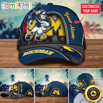 NCAA Michigan Wolverines Baseball Cap Mickey Mouse Custom Cap For Fans