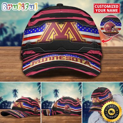 NCAA Minnesota Golden Gophers Baseball Cap Flag Custom Name Cap
