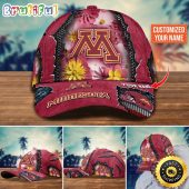 NCAA Minnesota Golden Gophers Baseball Cap Flag Flower Custom Name Cap