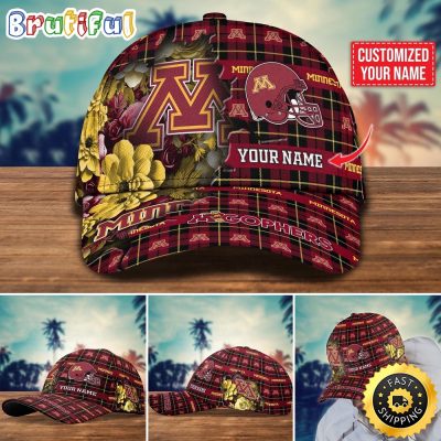 NCAA Minnesota Golden Gophers Baseball Cap Flower Custom Name Cap