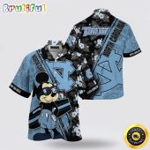 NCAA North Carolina Tar Heels Hawaiian Shirt Mickey And Floral Pattern