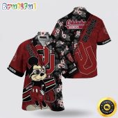 NCAA Oklahoma Sooners Hawaiian Shirt Mickey And Floral Pattern