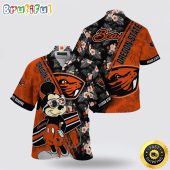 NCAA Oregon State Beavers Hawaiian Shirt Mickey And Floral Pattern