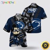 NCAA Penn State Nittany Lions Hawaiian Shirt Mickey And Floral Pattern