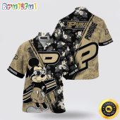 NCAA Purdue Boilermakers Hawaiian Shirt Mickey And Floral Pattern