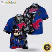 NCAA Smu Mustangs Hawaiian Shirt Mickey And Floral Pattern