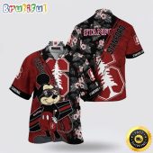 NCAA Stanford Cardinal Hawaiian Shirt Mickey And Floral Pattern