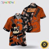 NCAA Syracuse Orange Hawaiian Shirt Mickey And Floral Pattern