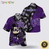 NCAA Tcu Horned Frogs Hawaiian Shirt Mickey And Floral Pattern