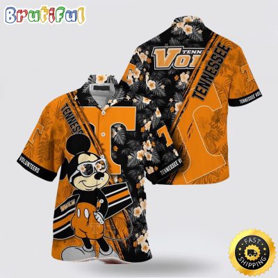 NCAA Tennessee Volunteers Hawaiian Shirt Mickey And Floral Pattern