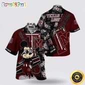 NCAA Texas A&m Aggies Hawaiian Shirt Mickey And Floral Pattern