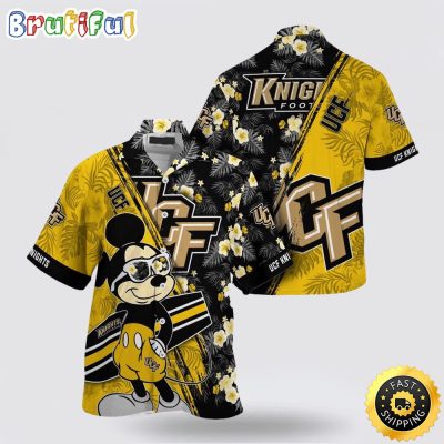 NCAA Ucf Knights Hawaiian Shirt Mickey And Floral Pattern