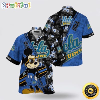 NCAA Ucla Bruins Hawaiian Shirt Mickey And Floral Pattern