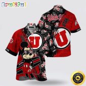 NCAA Utah Utes Hawaiian Shirt Mickey And Floral Pattern