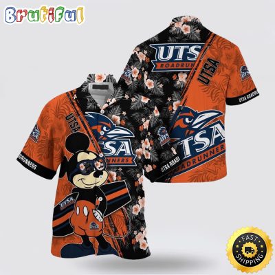 NCAA Utsa Roadrunners Hawaiian Shirt Mickey And Floral Pattern