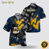 NCAA West Virginia Mountaineers Hawaiian Shirt Mickey And Floral Pattern