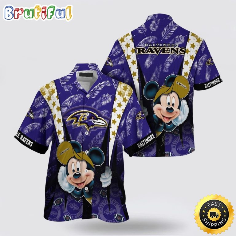 NFL Baltimore Ravens Hawaiian Shirt Mickey Mouse Ball