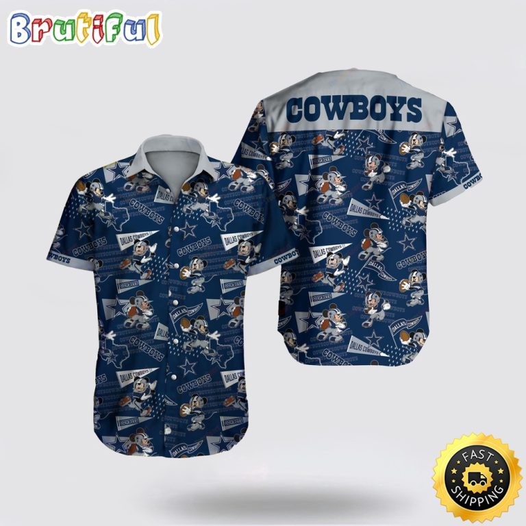 NFL Dallas Cowboys Hawaiian Shirt Football Logo Mickey Mouse