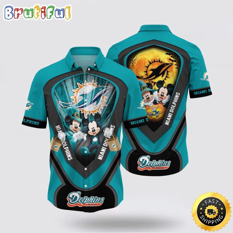 NFL Miami Dolphins Hawaiian Shirt Mickey And Minnie Big Moon
