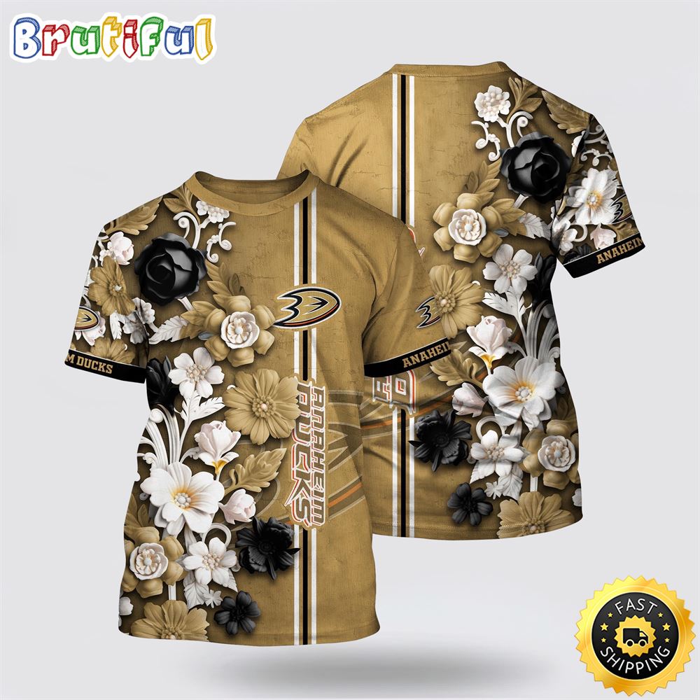 NHL Anaheim Ducks All Over Print T Shirt Tropical Hepatica Floral Pattern Summer T Shirt NHL Anaheim Ducks All Over Print T Shirt Tropical Hepatica Floral Pattern Summer T Shirt