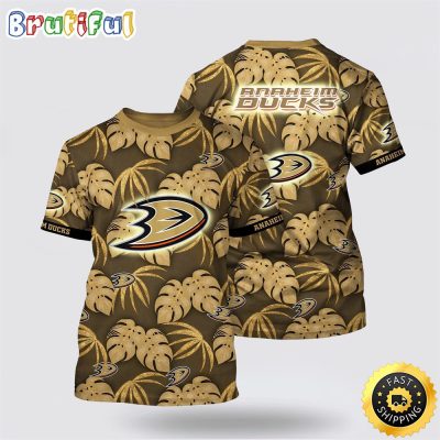 NHL Anaheim Ducks All Over Print T Shirt Tropical Motifs Summer T Shirt