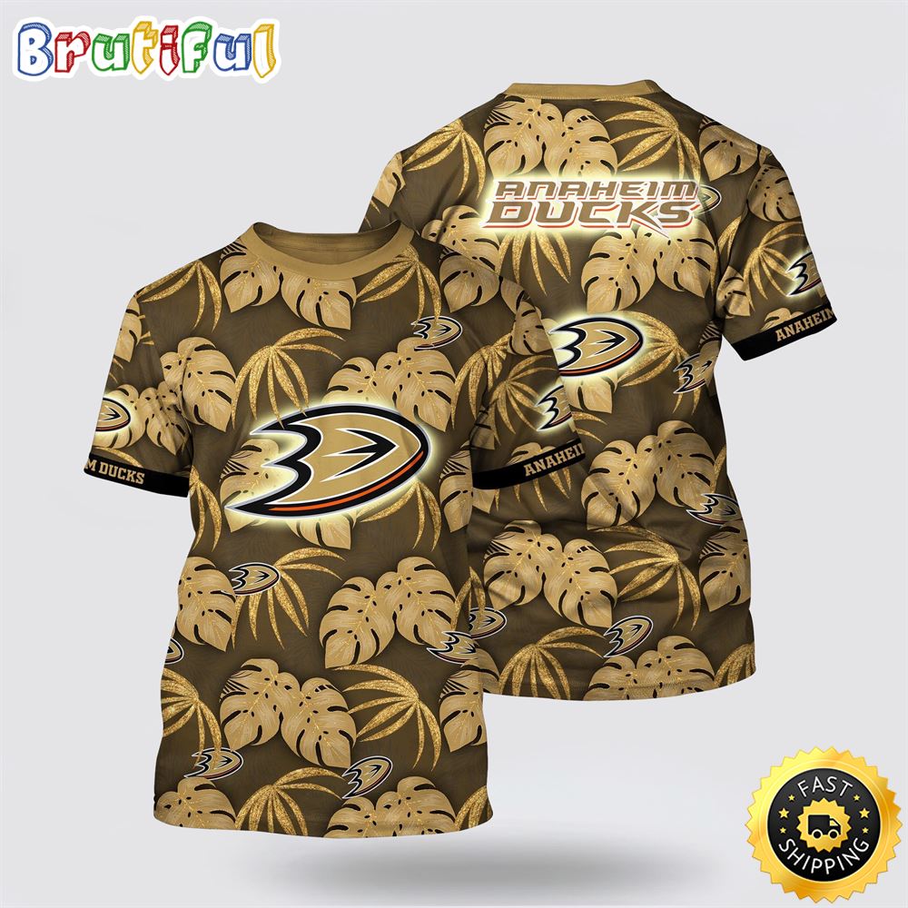 NHL Anaheim Ducks All Over Print T Shirt Tropical Motifs Summer T Shirt