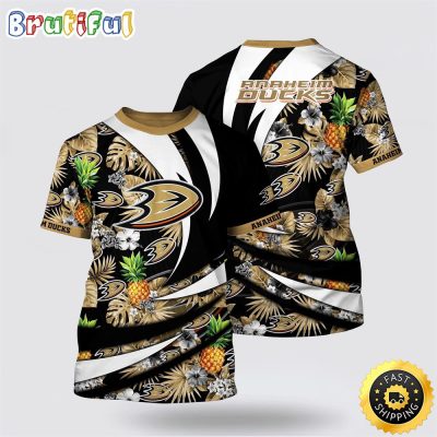 NHL Anaheim Ducks All Over Print T Shirt With Tropical Pineapple Summer T Shirt