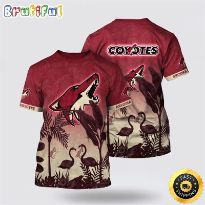NHL Arizona Coyotes All Over Print T Shirt Tropical Flamingo Pattern Summer T Shirt