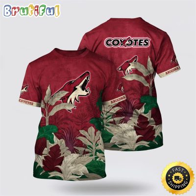 NHL Arizona Coyotes All Over Print T Shirt Tropical Forest Motifs Summer T Shirt