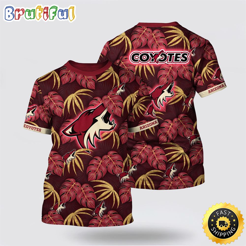 NHL Arizona Coyotes All Over Print T Shirt Tropical Motifs Summer T Shirt NHL Arizona Coyotes All Over Print T Shirt Tropical Motifs Summer T Shirt