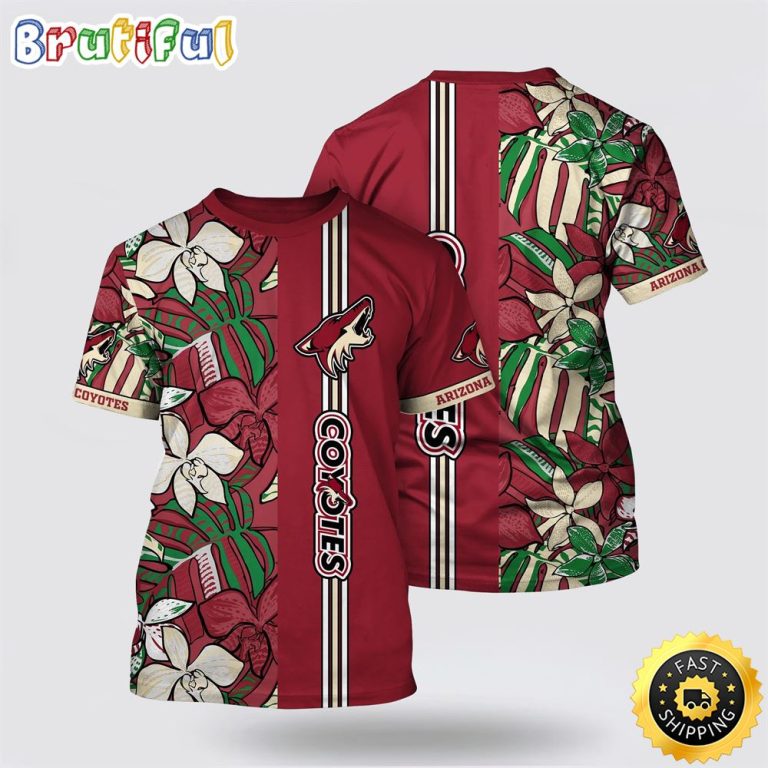 NHL Arizona Coyotes All Over Print T Shirt Tropical Tropical Forest Floral Pattern Summer T Shirt