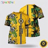 NHL Boston Bruins All Over Print T Shirt Tropical Tropical Forest Floral Pattern Summer T Shirt