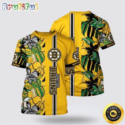 NHL Boston Bruins All Over Print T Shirt Tropical Tropical Forest Floral Pattern Summer T Shirt