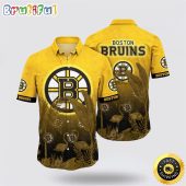 NHL Boston Bruins Hawaiian Shirt Tropical Flamingo Pattern Summer Hawaiian Shirt