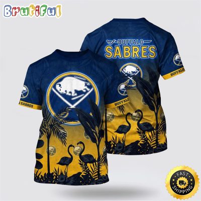 NHL Buffalo Sabres All Over Print T Shirt Tropical Flamingo Pattern Summer T Shirt