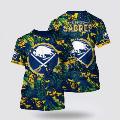 NHL Buffalo Sabres All Over Print T Shirt Tropical Leaf Pattern Summer T Shirt