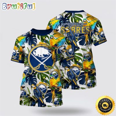 NHL Buffalo Sabres All Over Print T Shirt Tropical Parrot Pattern Summer T Shirt