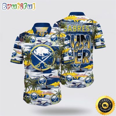 NHL Buffalo Sabres Hawaiian Shirt Tropical Desert Island Motif Summer Hawaiian Shirt