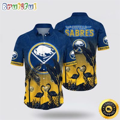 NHL Buffalo Sabres Hawaiian Shirt Tropical Flamingo Pattern Summer Hawaiian Shirt