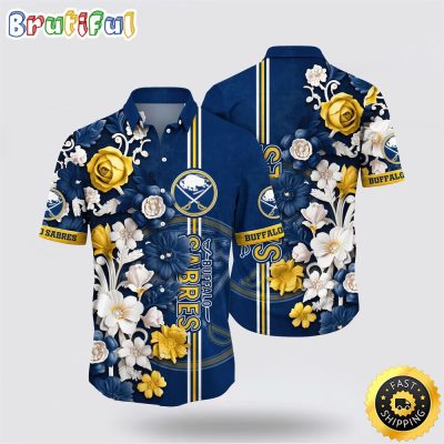 NHL Buffalo Sabres Hawaiian Shirt Tropical Hepatica Floral Pattern Summer Hawaiian Shirt