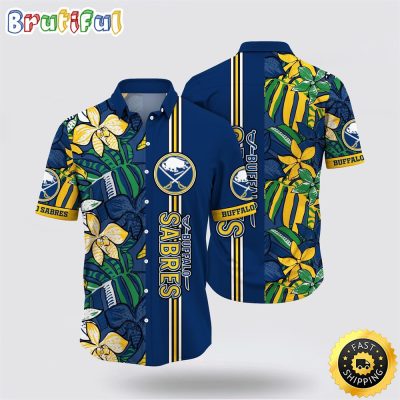 NHL Buffalo Sabres Hawaiian Shirt Tropical Tropical Forest Floral Pattern Summer Hawaiian Shirt
