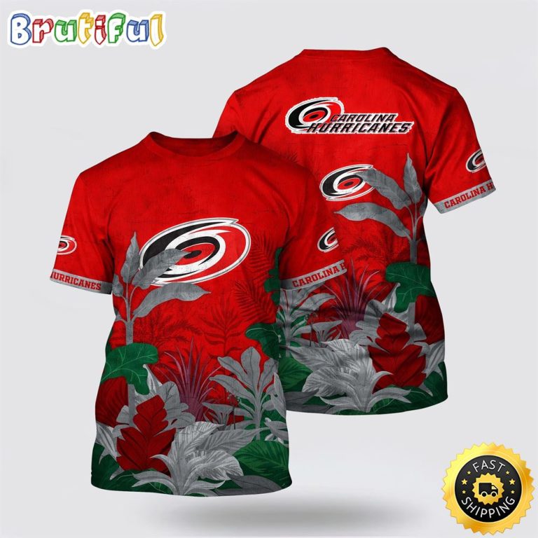 NHL Carolina Hurricanes All Over Print T Shirt Tropical Forest Motifs Summer T Shirt