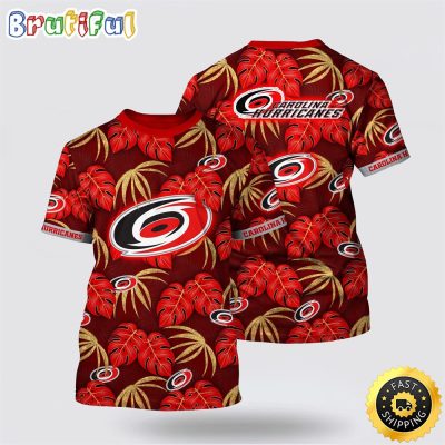 NHL Carolina Hurricanes All Over Print T Shirt Tropical Motifs Summer T Shirt